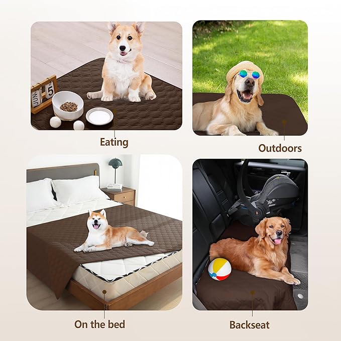 gogobunny 3X Stronger Waterproof Pet Blanket, Scratch Proof Furniture Protector for Dogs Cats, Reversible Cover 82x102 Inch, Dark Chocolate