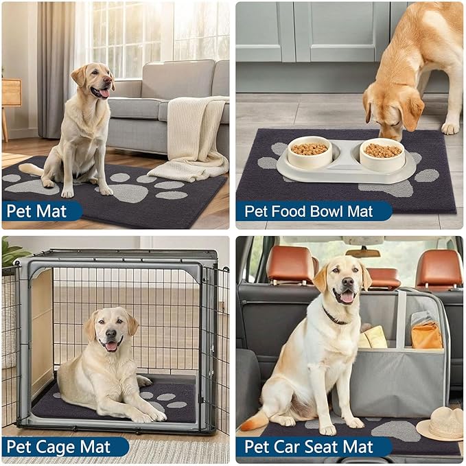 Buganda Dog Door Mat for Muddy Paws, Absorbent Dirt Trapper Washable Indoor Doormats, Non Slip Low-Profile Mud Mat for Dogs, Front Entrance Doormat for Inside Floor (48x30 Inches, Dark Grey)