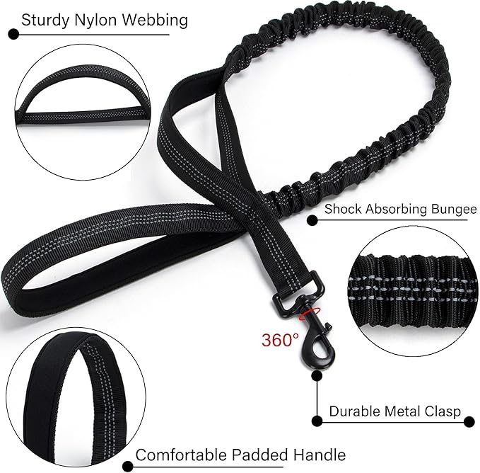 Tactical Dog Collar Set, Adjustable Military Training Nylon Dog Collar with Control Handle and Heavy Quick-Release Metal Buckle for Small Medium Large Dogs, Black Set XL