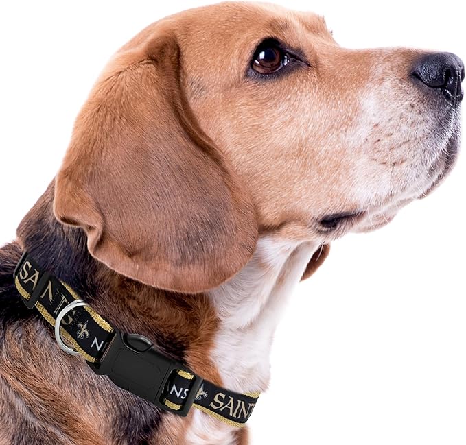 Pets First NFL New Orleans Saints Licensed PET COLLAR, Small - Heavy-Duty, Strong, and Durable Dog Collar. Available in 31 Football Teams and 4 Sizes