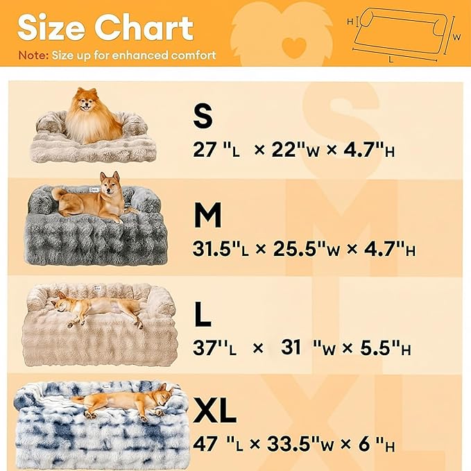 FUNNY FUZZY Pet Fluffy Fuzzy Couch Cover, Calming Washable Dog Bed Sofa Protector Pets Mat for Small Medium Dogs and Cats (Tie-dye Grey, 31.5"×25.5"×4.7")