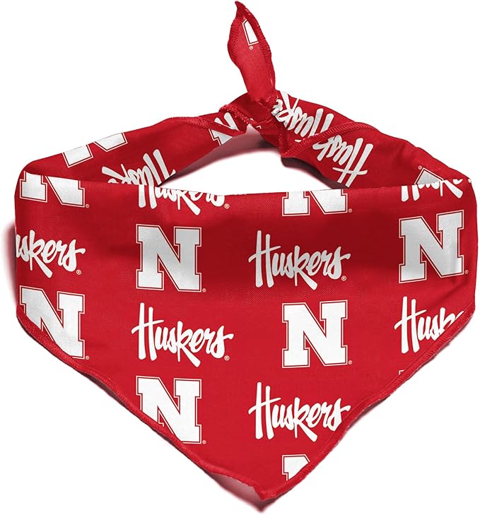 Nebraska Cornhuskers Officially Licensed Bandana for Dogs and Cats | Fits Pets Great Gift Idea | Easy-to-Tie (Small, 13")