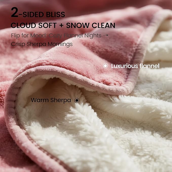 gogobunny Waterproof Bed Blanket, Reversible Sherpa Fleece Throw Blanket for Dog Puppy Cat, Furniture Cover Protects Bed Couch Sofa from Liquid Pee and Pet Fur (Pink, 90x90 inches)