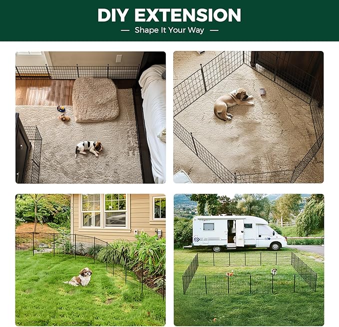 FXW MiniPaws Unleashed Dog Playpen, Expandable & Portable Design for Yard, RV Camping and Indoor Use, for Puppies and Small Dogs, 24-inch 32 Panels