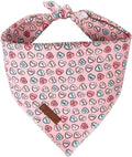 Valentine Dog Bandana - Pink Heart Triangle Bid Scarf for Small & Medium Dogs, Cotton Kerchief for Girls & Boys, Red & Adorable Puppy Bandana