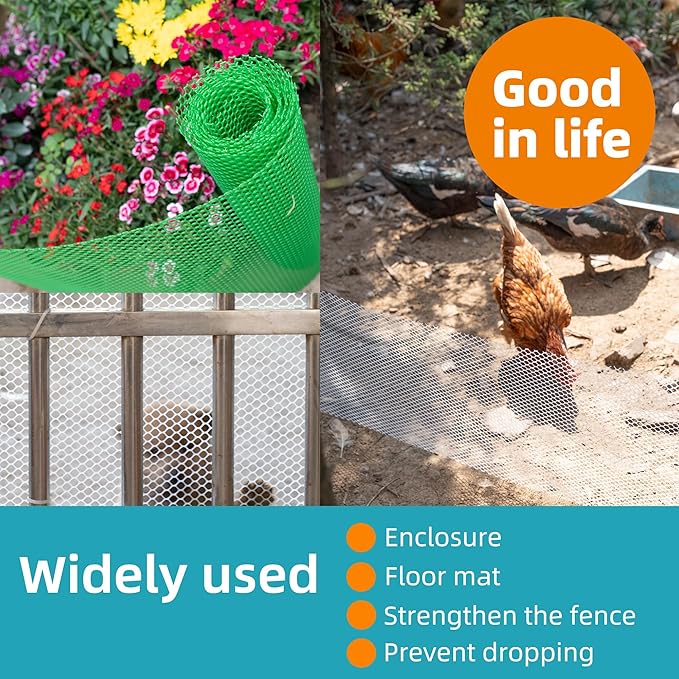 Pet & Garden Safeguard - 15.7IN x 49.2FT Roll - White Plastic Netting, Multi-Use Decorative Fence for Poultry, Dogs, Rabbits,Chicken and Snake Barrier