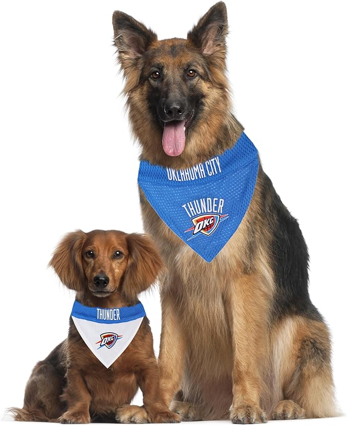 Pets First NBA Dog Bandana - Oklahoma City Thunder Reversible Pet Bandana. 2 Sided Home & Away Sports Bandana with a PREMIUM Embroidery TEAM Logo, Large/X-Large