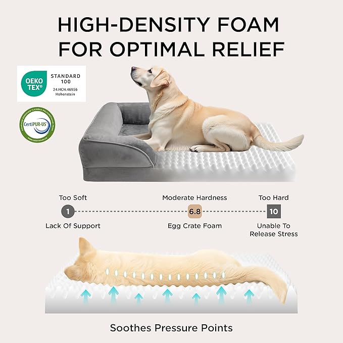 Bedsure Orthopedic Dog Beds Large Sized Dog - Washable Large Dog Cat Bed Waterproof, Comfort Dogs Couch Sofa with Washable Removable Cover, Pet Bed with Nonskid Bottom, Plush-Black, 35"