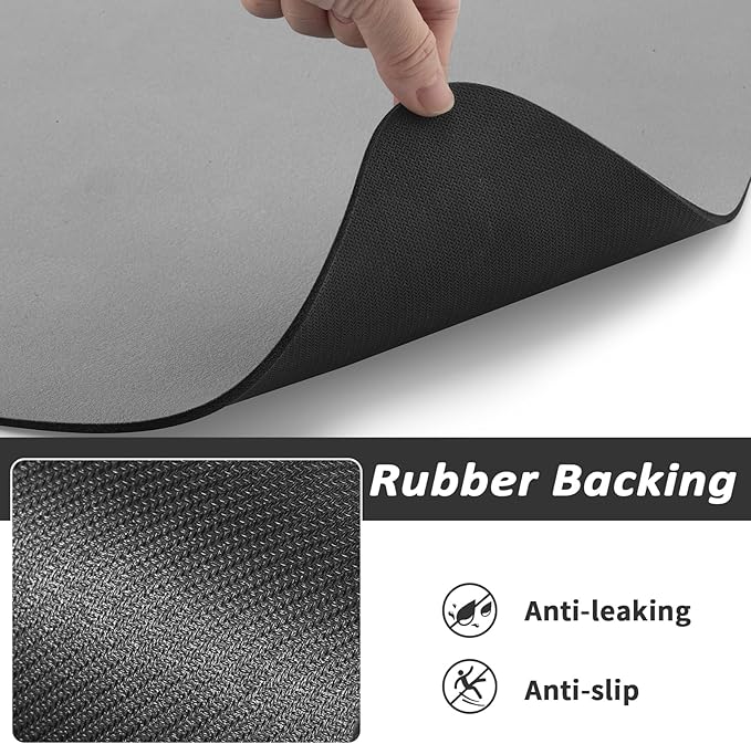 Dog Food Mat - Absorbent Cat Mat for Food and Water, No Stains Pet Feeding Bowl Mat, Easy to Clean Pet Placemats, Quick Dry Dog Water Dispenser Mat for Messy Drinkers | Paw Grey 24"x 36"