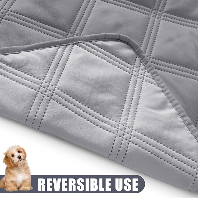 Smiry Waterproof Dog Bed Cover Blanket 40x70, Soft Reversible Pet Blanket, Washable Leakproof Cats Dogs Couch Cover for Sofa, Couch, Furniture, Grey/Light Grey