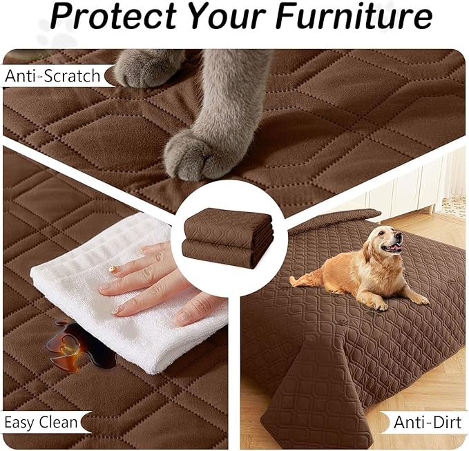 hyha Waterproof Dog Bed Blanket, Soft Pet Blankets, Waterproof Couch Cover for Dogs, Reversible Sofa Covers Washable for Furniture (30x70 Inch, Brown/Beige)