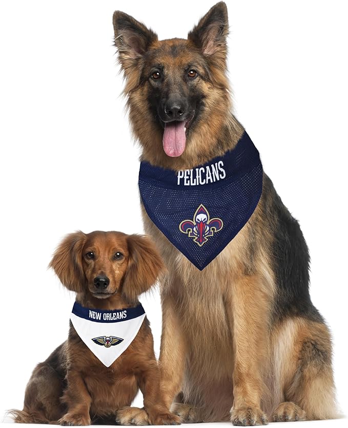 Pets First NBA Dog Bandana - New Orleans Pelicans Reversible Pet Bandana. 2 Sided Home & Away Sports Bandana with a PREMIUM Embroidery TEAM Logo, Large/X-Large