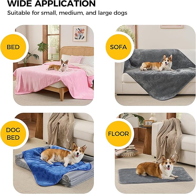 Sunheir Waterproof Dog Blankets for Extra Large Dogs - Cat Blanket Washable for Couch Protection, Soft Sherpa Fleece Puppy Throw Blanket to Prevent Urine Leaks & Protects Furniture, 50"X 60", Blue
