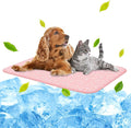 NWK Pack of 4 Pet Cooling Mat - Ice Silk Cooling Mat for Dogs & Cats Portable & Washable Pet Cooling Blanket, Car Seats, Beds for Summer (4pcs, Pink Cat, 39’’ X 27’’ X 0.3)