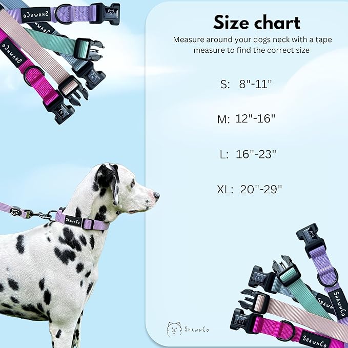 ShawnCo Dream Walk Dog Collar- Premium, Adjustable and Comfortable Pet Collar for Small, Medium, Large and Extra Large Dogs (S, Orchid)