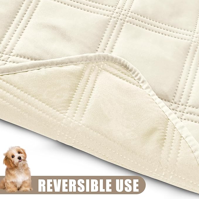 Smiry Waterproof Dog Bed Cover Blanket 30x70, Soft Reversible Pet Blanket, Washable Leakproof Cats Dogs Couch Cover for Sofa, Couch, Furniture, Beige/Beige