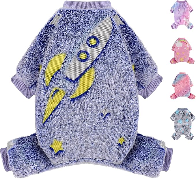 Dog Sweaters Small Girl Warm Fleece Pajamas, Cute Extra Small Dog Clothes, 4 Legs Puppy Jumpsuit Pjs Soft Stretchy Doggie Onesies Pet Outfit Apparel for Chihuahua Yorkie, Navy Blue, XXXS