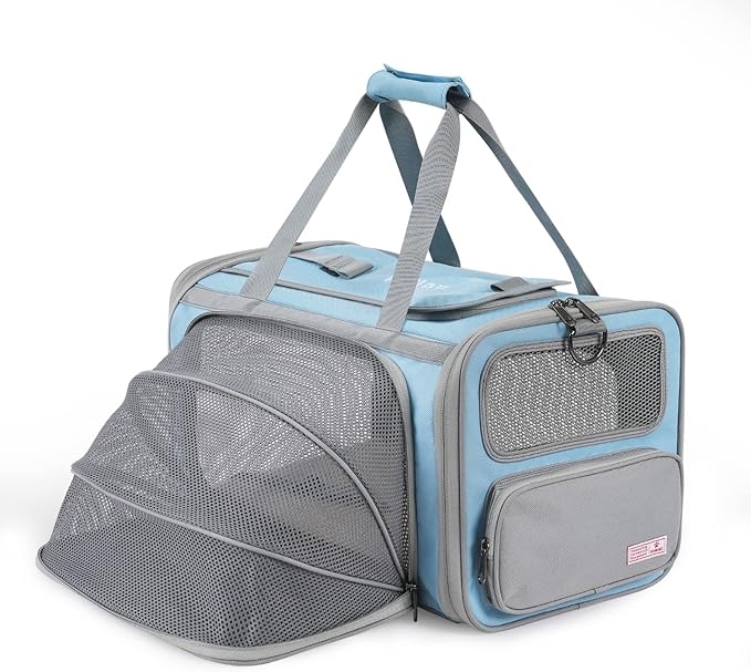 Pawaii Airline Approved Cat Carrier, Cat, Dog Carrier with ID Tag, Collapsible Pet Travel Carrier, Foldable, Protable, Comfortable, Convenient Pet Travel Carrier for Cats and Puppy