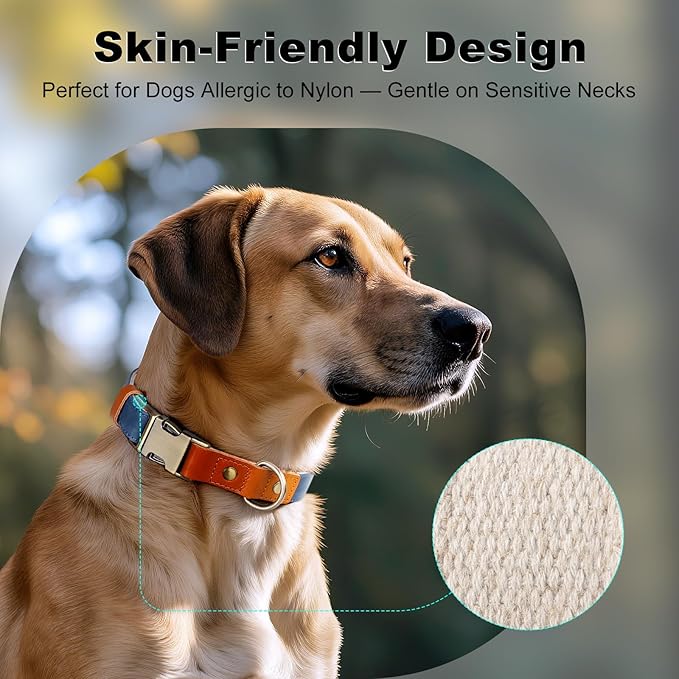 Plutus Pet Genuine Leather & Hemp Dog Collar – Adjustable Heavy Duty Pet Collar with Quick Release Metal Buckle, Soft & Stylish for Puppy and Small, Medium, Large Dogs (Royal Blue, XS)