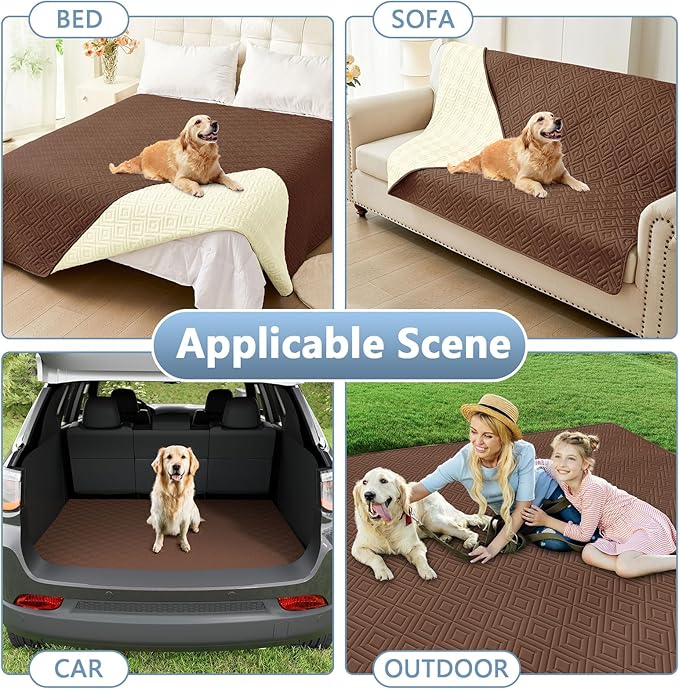 hyha Waterproof Dog Blanket, Soft Dog Bed Cover Pet Blankets, Waterproof Sofa Couch Cover for Dogs Washable, Reversible Pet Couch Covers for Sofa Furniture (40x70 Inch, Brown/Beige)