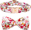 Elegant little tail Dog Collar, Pink Rose Print Pet Collar Summer Dog Collar Durable Metal Buckle Dog Collars Cotton Pet Adjustable Dog Collars for Large Dogs