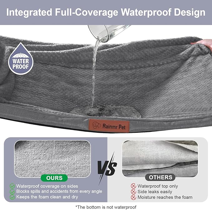 Orthopedic Dog Beds for Large Dogs, Memory Foam Dog Beds Large Sized Dogs, Washable Removable Cover, Nonskid Bottom, Waterproof, for Indoor, Outdoor, Crate ＆ Car Use, 44x32x6 Inches, Dark Grey
