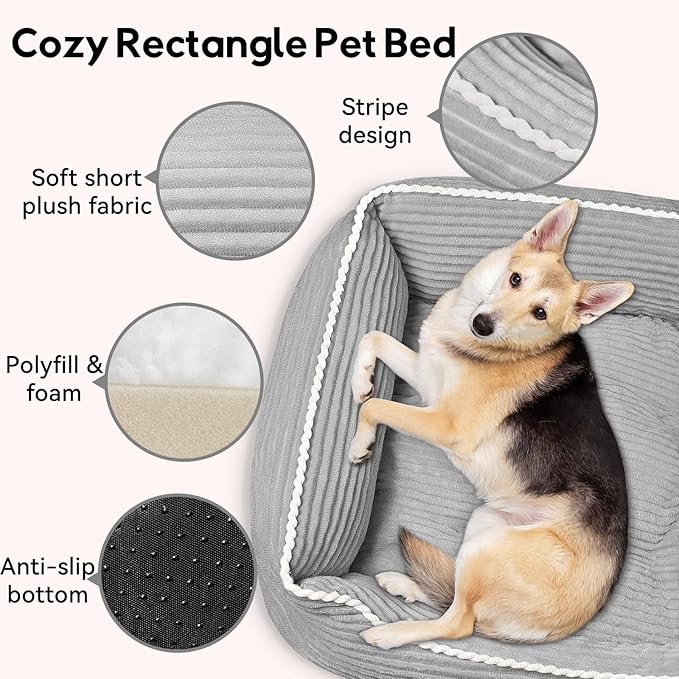 Orthopedic Dog Bed for Medium Dogs,Dog Sofa Beds Supportive Foam Pet Couch Bed with Removable Washable Mat and Nonskid Bottom (Medium, Grey)