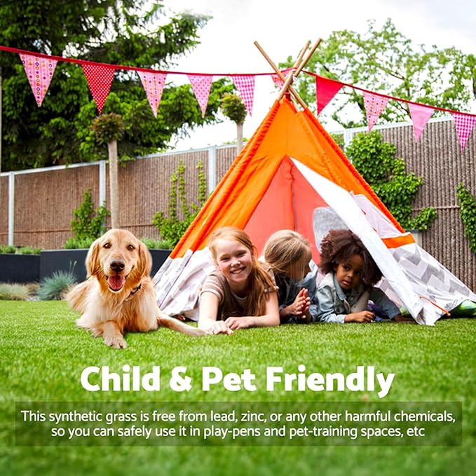 Artificial Grass Rug Outdoor Indoor 2FTX22FT Fake Grass Carpet Green Synthetic Grass Pet Turf Realistic Faux Grass Rug with Drain Holes for Garden Lawn Landscape Balcony Home Decor Patio