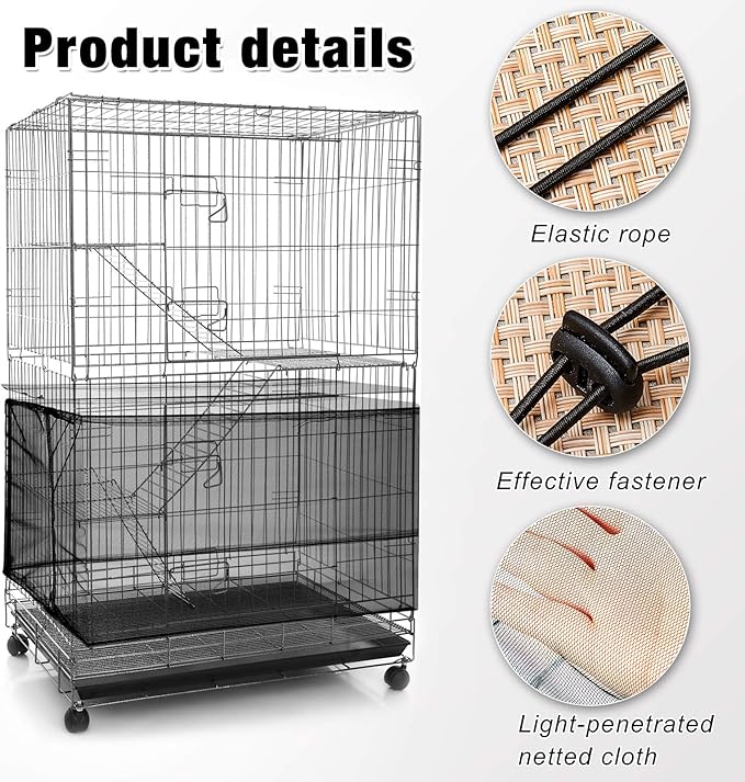 Shappy Large Bird Cage Seed Catcher,Bird Cage Cover Net Skirt Guard,Adjustable Soft Airy Mesh Net for Parrot Parakeet Macaw(78.7 x 15 Inch/ 200 x 37 cm,White)