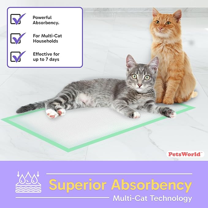 PetsWorld Universal Fit Multi-Cat Pad Refills for Litter Box, Fresh Scented, Ultra-Absorbent, Odor Control, Pack of 200