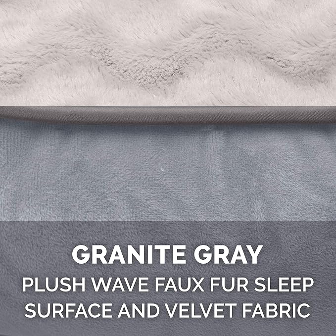 Furhaven Memory Foam Dog Bed for Medium/Small Dogs w/ Removable Bolsters & Washable Cover, For Dogs Up to 35 lbs - Plush & Velvet Waves Perfect Comfort Sofa - Granite Gray, Medium