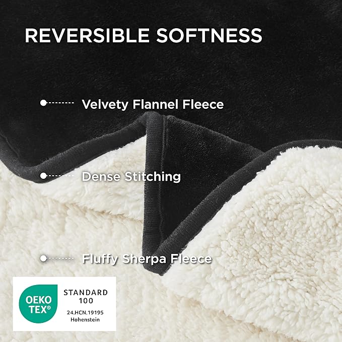 Bedsure Cat Blanket for Indoor Cats - Waterproof Calming Cat Blankets for Kitten, Sherpa Fleece Pet Blanket, Soft Plush Reversible Throw Furniture Protector, 35"x25", Black