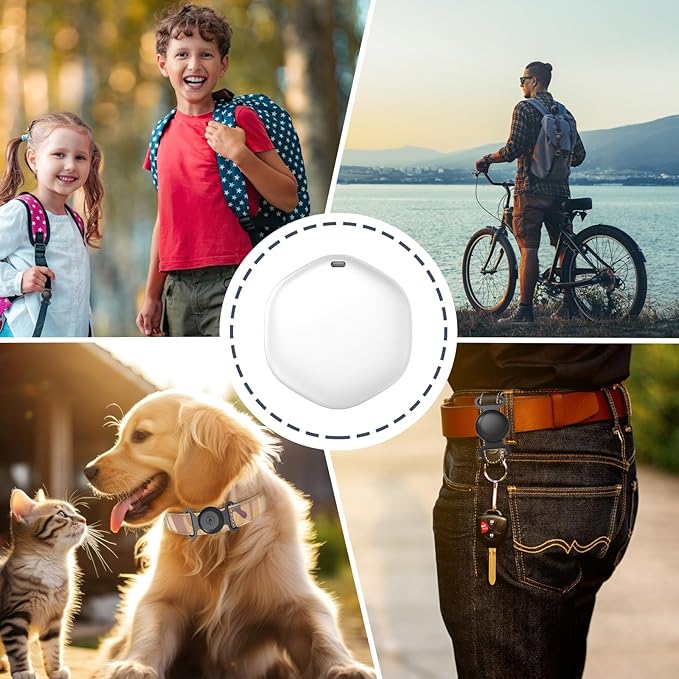GPS Tracker for Dogs, Mini GPS Pet Tracker with Silicone Cover, IPX8 Waterproof GPS Tracker for Kids,No Monthly Fee,Work with Apple Find My(iOS Only),Dog Tracker Finder Tracker Pets-Pink-6