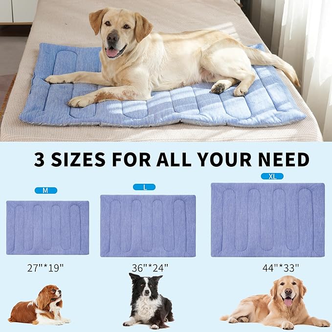 MARUNDA Dog Cooling Mat, No Need to Freeze Or Refrigerate This Cool Pet Pad Cat Mats- Keep Your Pet Cool, Machine Washable. ((44" x 32" XL-Crate), Blue)