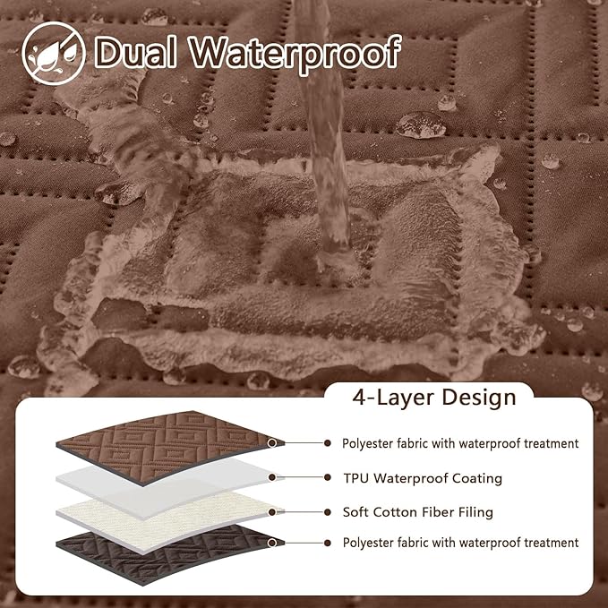 hyha Waterproof Dog Blanket, Soft Pet Bed Blankets, Waterproof Sofa Couch Cover for Dogs Washable, Reversible Pet Couch Covers for Sofa Furniture (82x120 Inch, Brown/Chocolate)