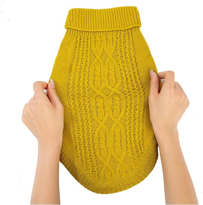 Stretchy Cat Sweater - 17 Colors & 6 Sizes | Snug Winter-Ready Knit for Boy/Girl Cats & Kittens(Dark Yellow, X-Small)