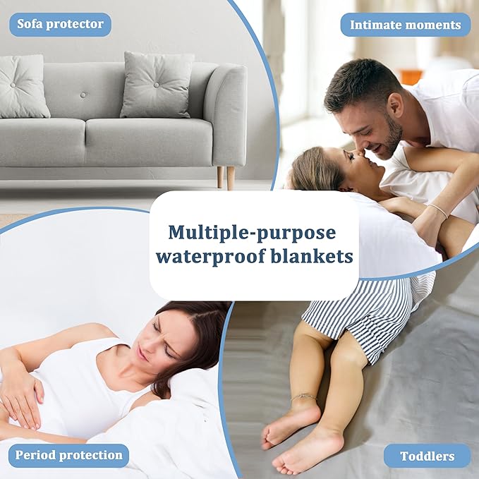 Kritter Planet Waterproof Bed Blanket for Couples, Washable Stain Proof Pad Bed Cover, Reversible Leakproof Furniture Protector, Liquid Proof Blanket for Couch Sofa, 50x60 inch, Queen Size, Purple
