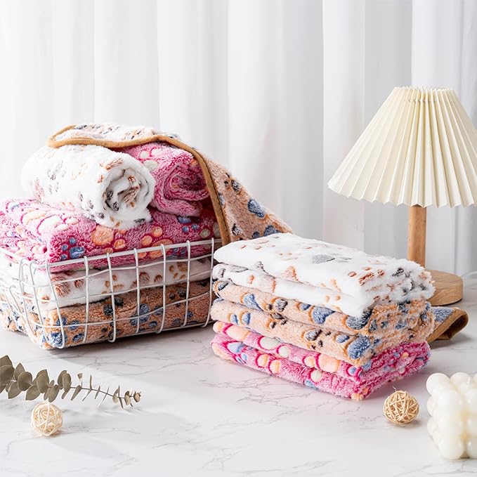 1 Pack 3 Blankets Super Soft Fluffy Premium Fleece Pet Blanket Flannel Paw Printed Throw for Dog Puppy Cat (Large 41x31'', Star, Bone, Love)