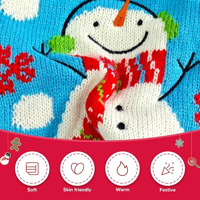 Pet Christmas Dog Sweaters Cute Animal Snowman Printed Puppy Xmas Costumes Winter Warm Turtleneck Jumpers Puppy Knitted Clothes Cat Outfits (XS, Blue Snowman)