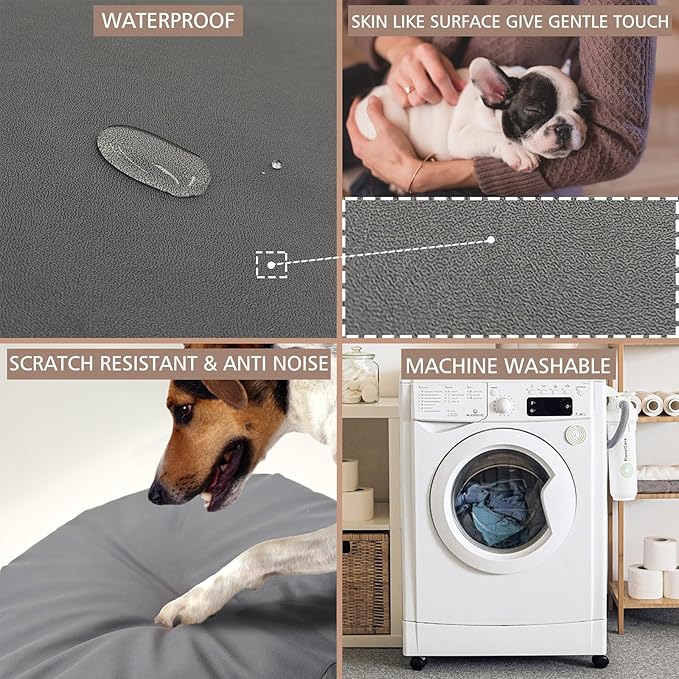 Dog Bed Cover Waterproof Replacement Machine Washable Covers for Dog Bed Heavy Duty Scratch Resistant Mattress Protector Pet Bed 41x27 Inch Grey Cover Only