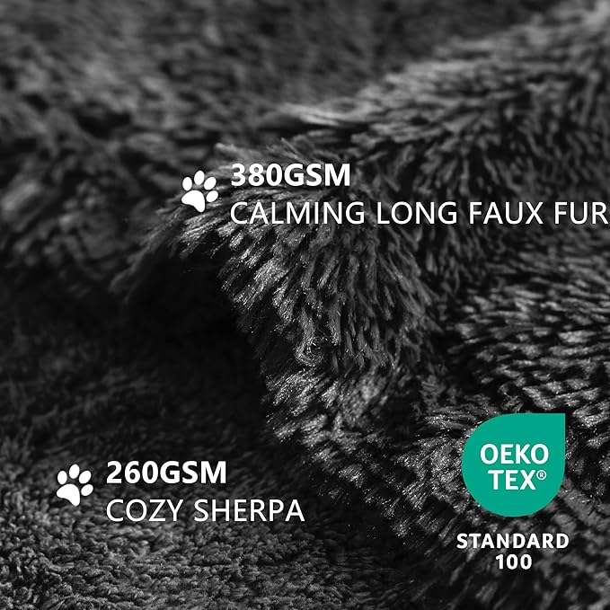 gogobunny Waterproof Dog Blanket for Couch & Furniture Protection - Super Soft Reversible Throw for Large Dogs & Cats, Calming Washable Fur & Sherpa Pet Blanket (40x50 Inch, Black)