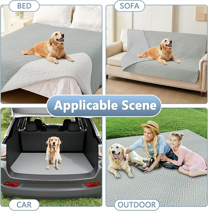 hyha Waterproof Dog Blanket, Soft Pet Bed Blankets, Waterproof Sofa Couch Cover for Dogs Washable, Reversible Pet Couch Covers for Sofa Furniture (30x53 Inch, Grey/Light Grey)