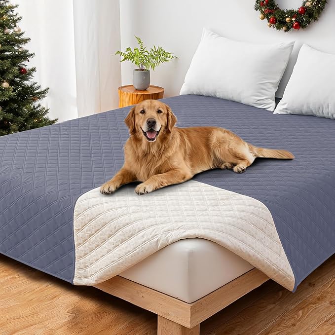 Waterproof Couch Covers for Pets, Waterproof Dog Bed Cover, Anti-Slip Soft Dog Blankets, Couch Cover for Dogs Washable, Pet Blanket for Puppy Large Dogs Cat (82x82 Inch, Grey Blue)