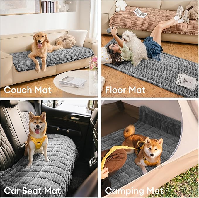 FUNNY FUZZY Pet Couch Covers for Sofa, Washable Dog Couch Cover Protector for Dogs, Flannel Couch Covers for Dogs Pet Friendly Pets Mat Bed Sofa Cover (Blue-Grey, 27.6"×59.1")