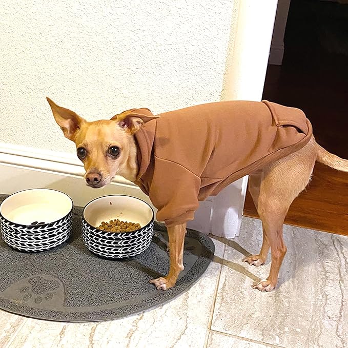 Jecikelon Winter Dog Hoodie Sweatshirts with Pockets Warm Dog Clothes for Small Dogs Chihuahua Coat Clothing Puppy Cat Custume (Coffee, Large)