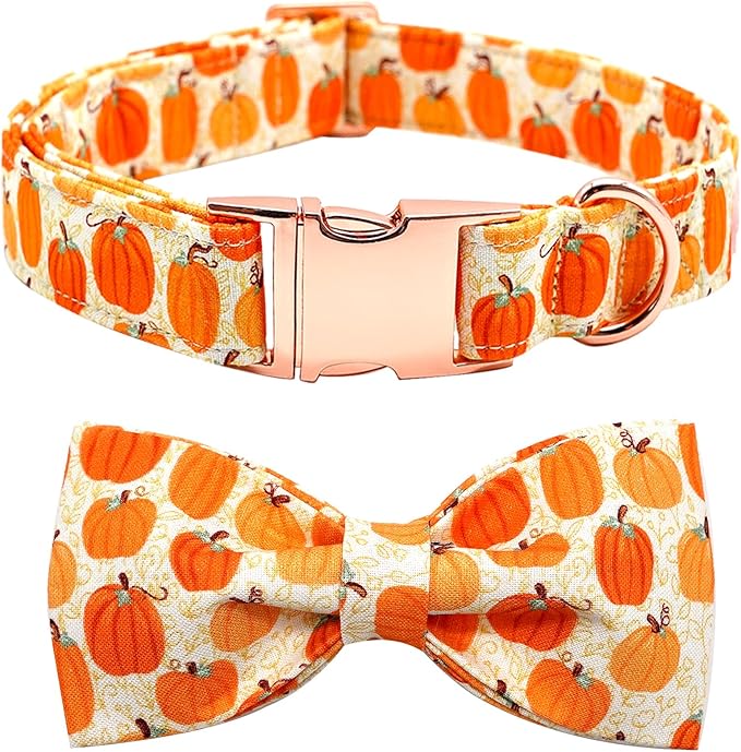 Dog Collar - Halloween Pumpkin Bowtie Dog Collars Gift Soft Bow Collar Pet Adjustable Metal Buckle Pet Collar for X-Large Dogs