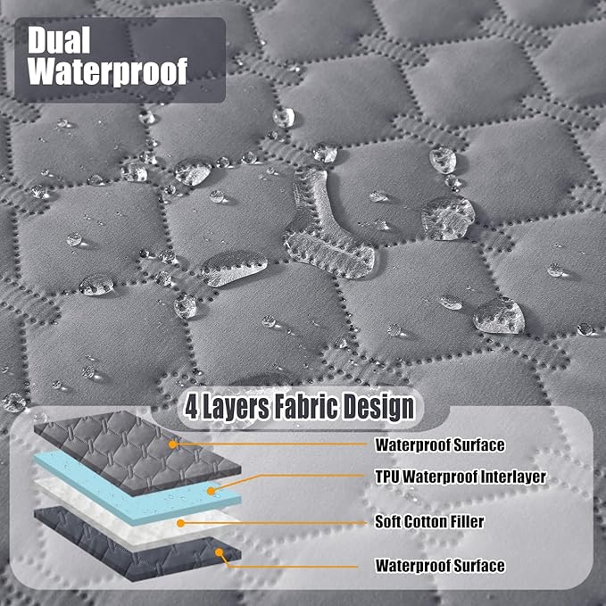 Smiry Waterproof Dog Bed Cover Blanket, Soft Reversible Pet Blanket, Washable Leakproof Cats Dogs Couch Cover for Sofa, Couch, Furniture (52x82 Inch, Grey/Dark Grey)