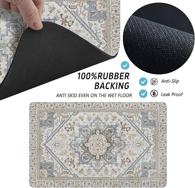 Dog Food Mats for Floors, Absorbent and Quick-Drying Pet Cat Food Mat,Anti-Fouling and Easy-to-Clean Pet Feeding Mat,Dog Bowl Mat for Messy Drinking Water Bowls.16 x24, Bohemia Style
