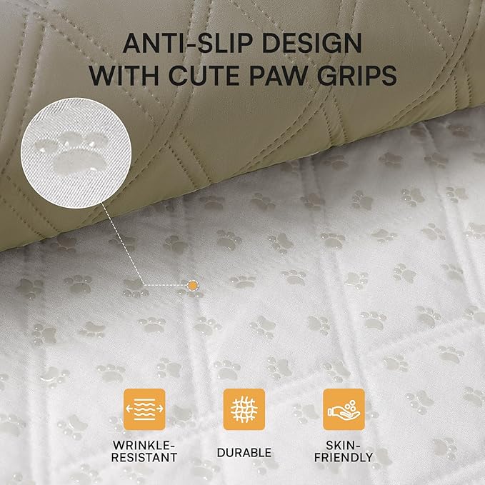 Luciphia 100% Waterproof Couch Cover Blanket for Dogs Anti-Slip Pet Couch Protector Sofa Mat Puppy Cat Blanket with Non-Slip Bottom, Taupe White, 40x50 Inch