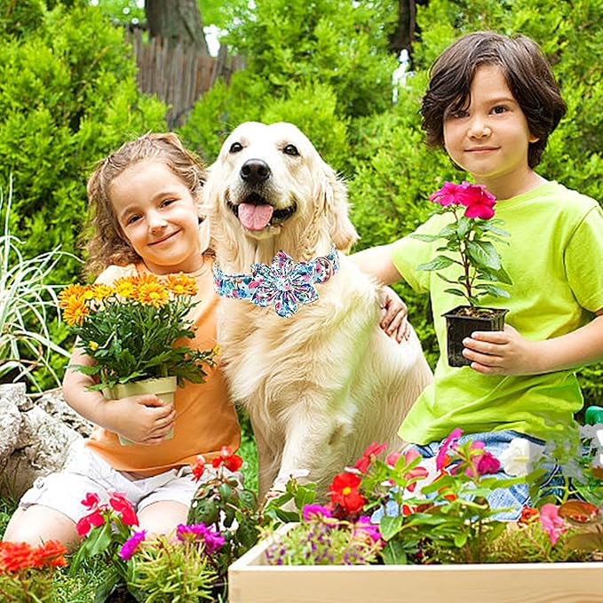 Lionheart glory Dog Collar Flowers Collar Floral Dog Collar with Flower Spring Summer Cute Collar Dog Boy or Girl Dog Collars Soft Durable Adjustable Dog Collars for Large Dogs